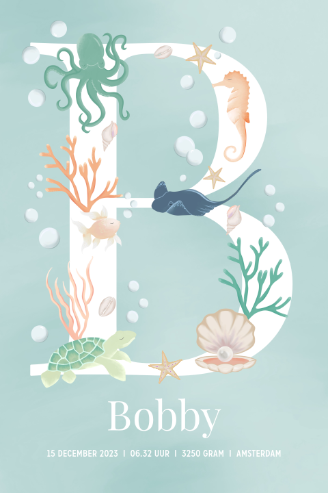 Letter Poster Diep in de Zee