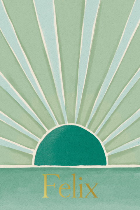 Geboortekaartje Zonnestralen Groen tinten