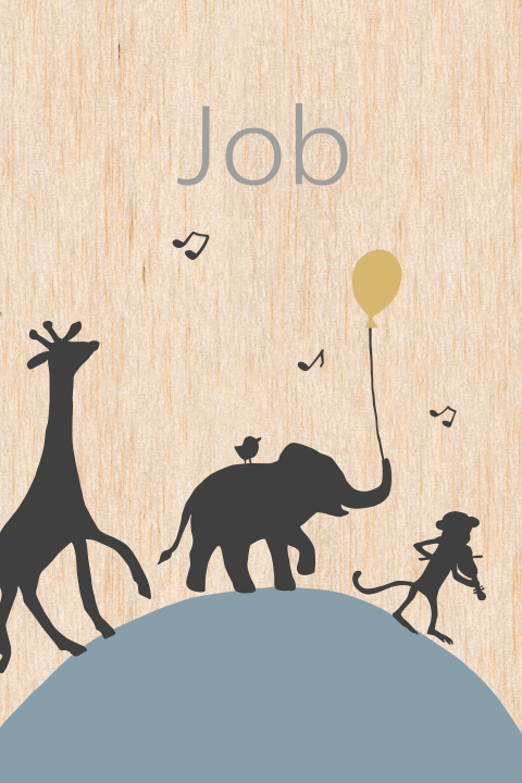 Geboortekaartje hout silhouet jungle dieren