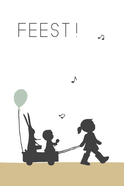 Kraamfeest kaart silhouet grote zus muziek
