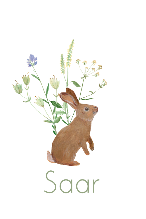 Geboortekaartje konijn wilde bloemen