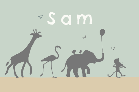 Geboortekaartje jungle dieren optocht silhouet