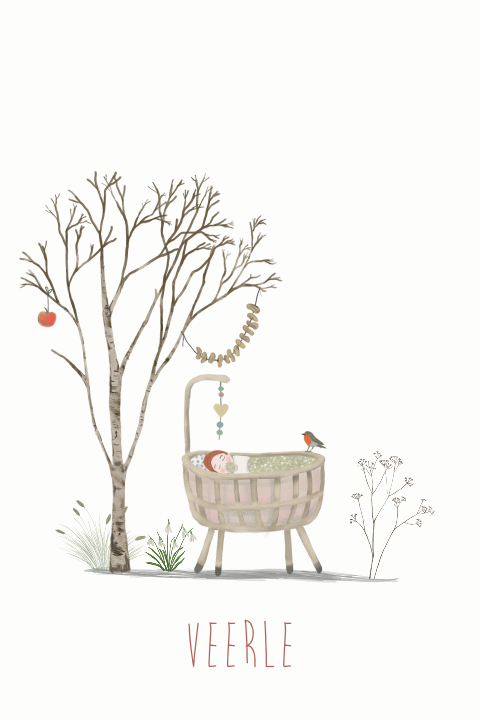 Poster Rotan wiegje sneeuwklokjes winter