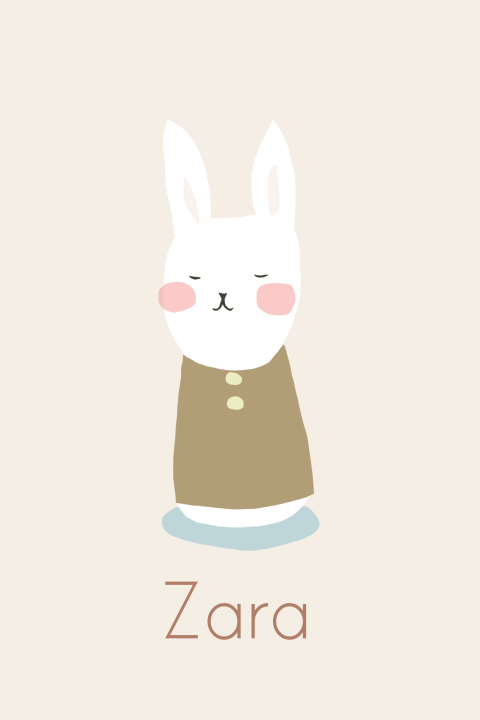 Poster konijn roze oker