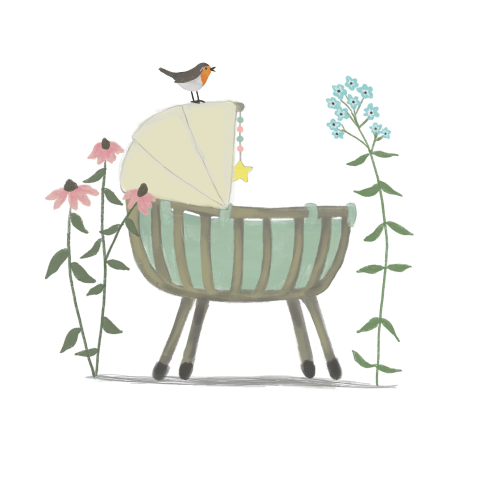 Sluitzegels Rotan wiegje mint roodborstje