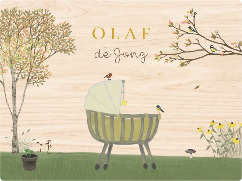 Houten memorybox Rotanwiegje herfst paddenstoelen
