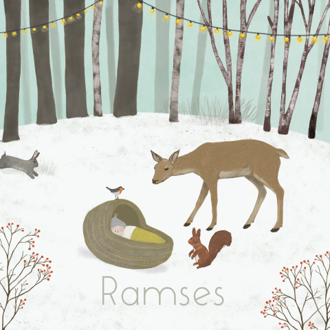 Poster Bos winter mandje bosdieren