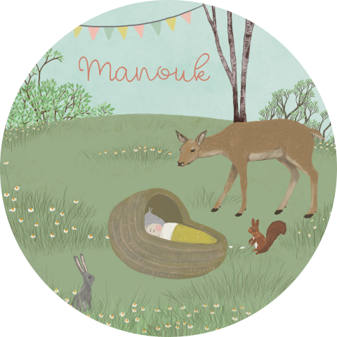 Tuinbord rond Bloemenweide rieten mandje bosdieren