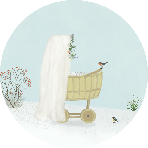 Sluitzegel Rotan wiegje sluier winter