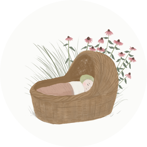 Sluitzegels Rieten mandje rode zonnehoed