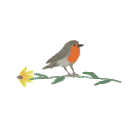 Sluitzegels Roodborstje gele zonnehoed