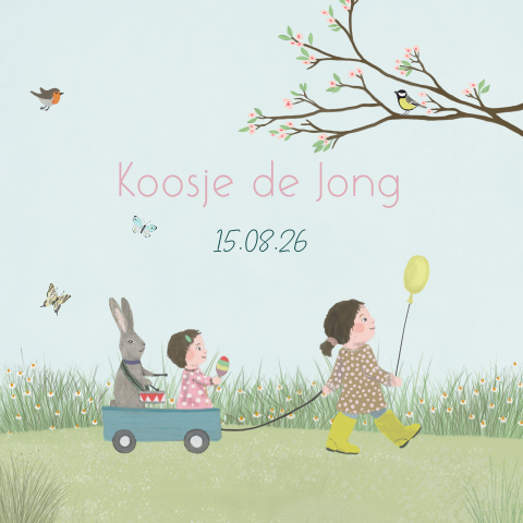 Tegeltje Optocht zusje konijn muziek zomer