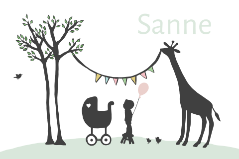 Poster Silhouet jungle dieren broer