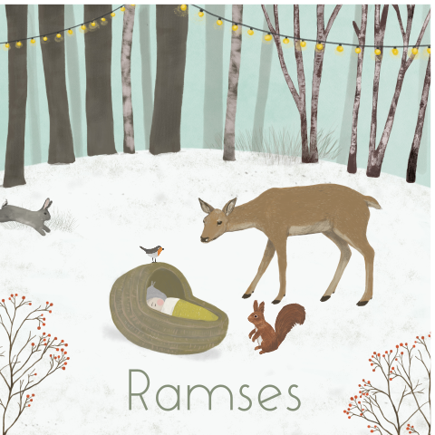 Raambord dubbel Bos winter mandje bosdieren