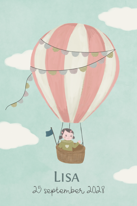 Poster Luchtballon wolken dochter
