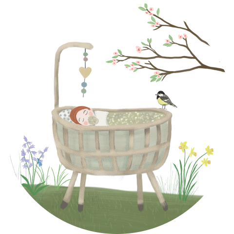 Sluitzegel Rotan wiegje baby lente