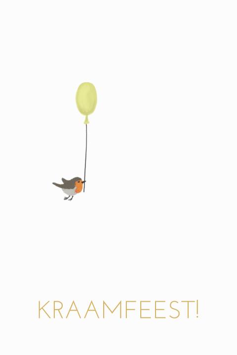 Kraamfeest kaart roodborstje ballon