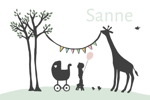 Geboortekaartje silhouet jungle dieren broer