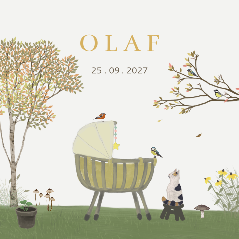 Tegeltje Rotan wiegje lapjeskat herfst paddenstoelen