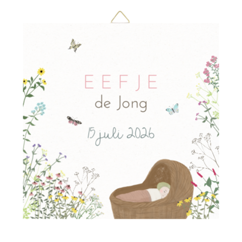 Tegeltje Veldbloemen rieten mandje vlinders