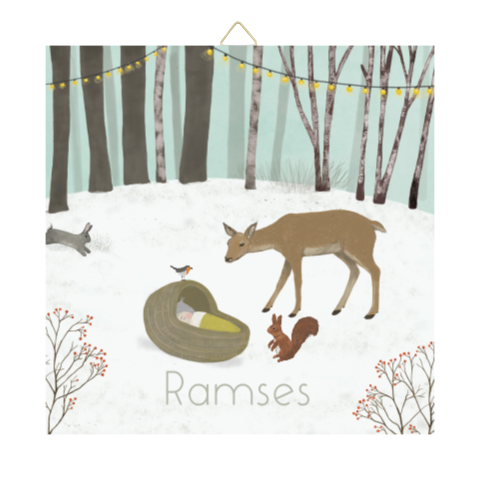 Tegeltje Bos winter mandje bosdieren