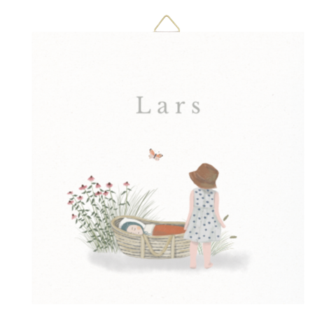 Tegeltje Rotan mandje zus broertje zomerhoed