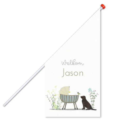 Geboortevlag Wiegje labrador veldbloemen