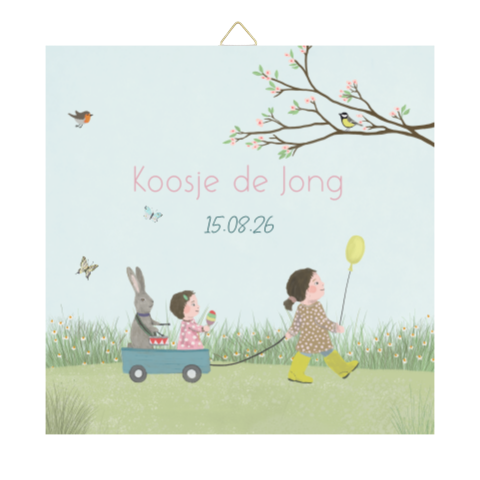 Tegeltje Optocht zusje konijn muziek zomer