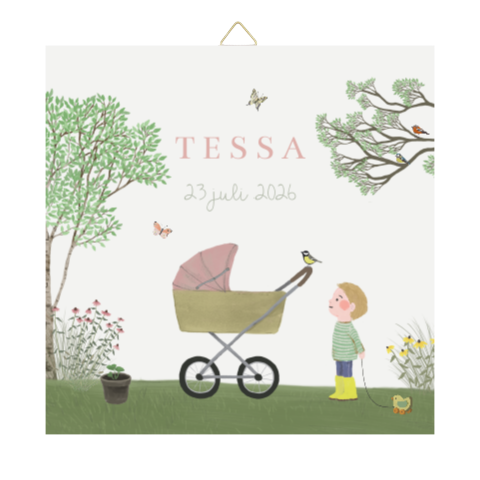 Tegeltje Wandelwagen grote broer zomerbloemen