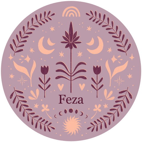 Geboortekaartje Feza | Ronde vorm, Spiritueel, Zon en Maan, Meisje
