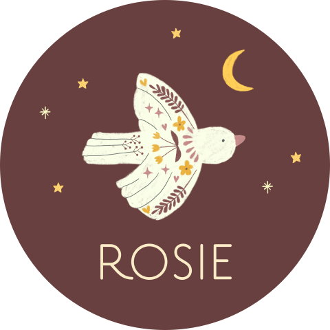 Raamsticker Rosie | Folklore vogeltje tussen de sterren