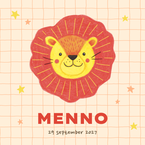 Schattig geboorte tegeltje met leeuw voor de babykamer