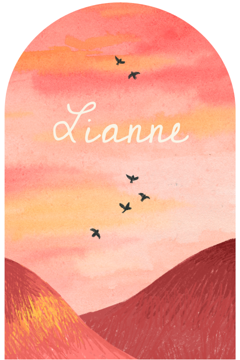 Geboortekaartje Lianne | Avondzon met vogeltjes