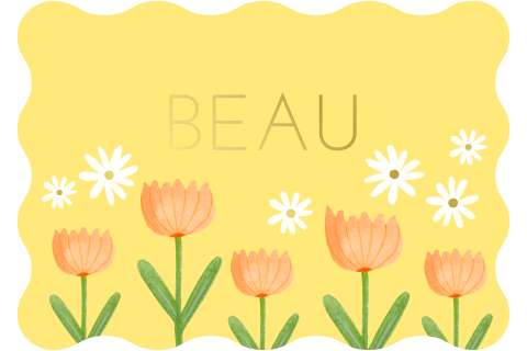 Vrolijk geboortekaartje 'Beau' | Zomers geel met bloemen en goudfolie