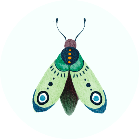 Sluitsticker Nachtvlinder blauw