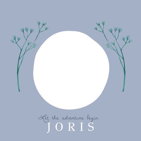 Geboortekaartje Joris | Winters tafereel met doorkijkje