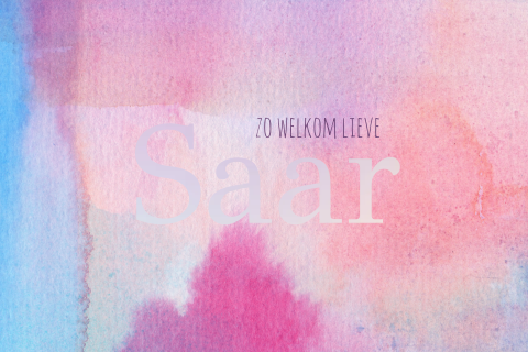 Geboortekaartje Saar | Aquarel met holografische folie