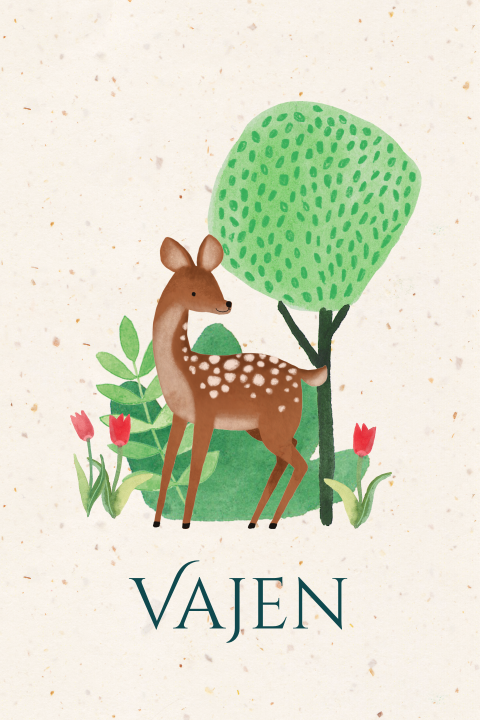 Geboortekaartje Vajen | Hertje met tulpen op duurzaam papier