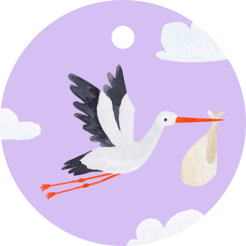 Rond label kaartje | Ooievaar