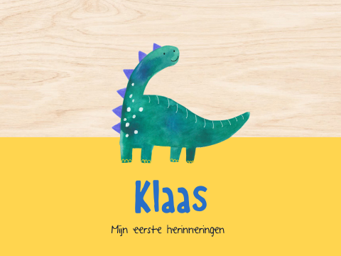 Memorybox 'Klaas' | Houten kist met aquarel dinosaurus