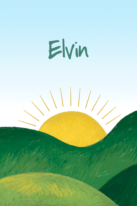 Geboortekaartje Elvin | Zonsopkomst met blauwe lucht