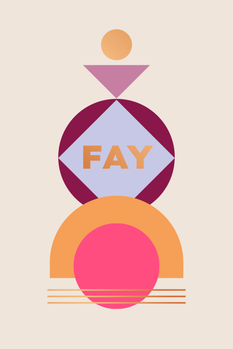 Abstracte geboorte poster 'Fay' | koperfolie, abstract, meisje