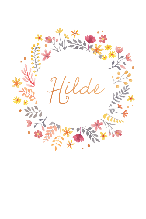 Geboortekaartje Hilde | Aquarel bloemen met koperfolie