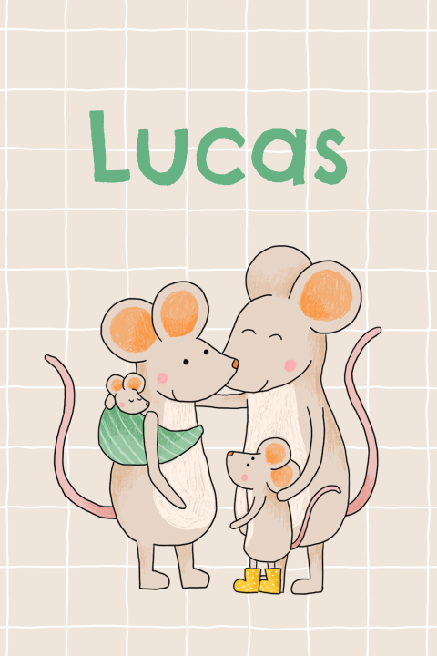 Label kaartje met illustratie van muisjes