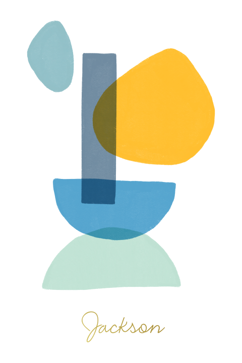 Abstract geboortekaartje groen-blauw