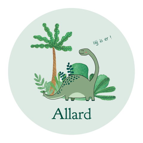 Geboortekaartje Allard | Rond met dinosaurus