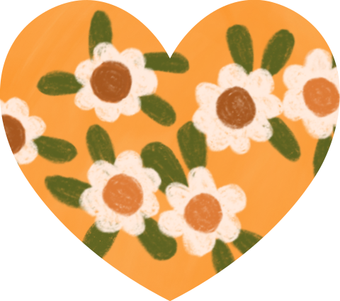 Sluitsticker hartvorm  |  Retro bloemetjes
