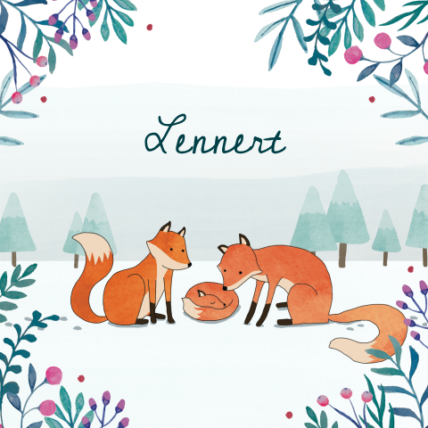 Geboortekaartje Lennert | Winterse vosjes