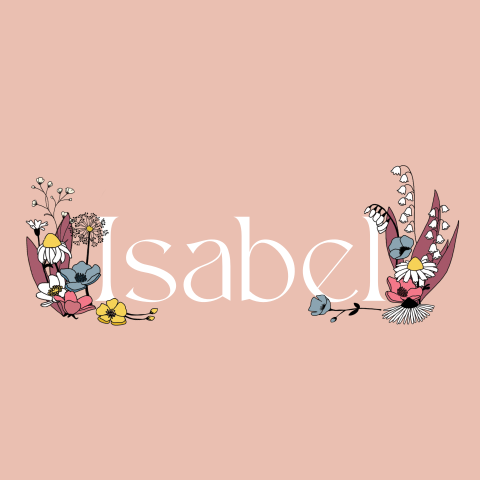 Geboortekaartje Isabel  |  Retro roze met bloemen