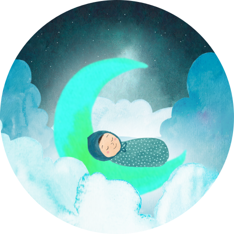 Sluitsticker kindje op de maan